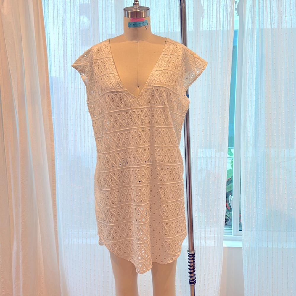 Gorgeous White Beaded Eyelet Dress from Bali